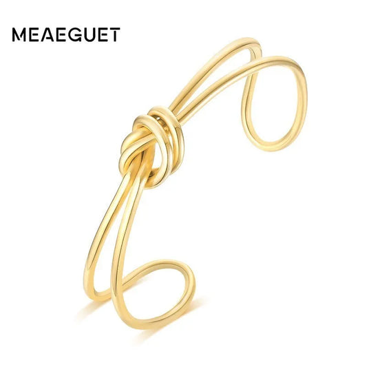 Bracelet Jonc Ouvrable pour Femme – Acier Inoxydable Doré, Style Creux Élégant