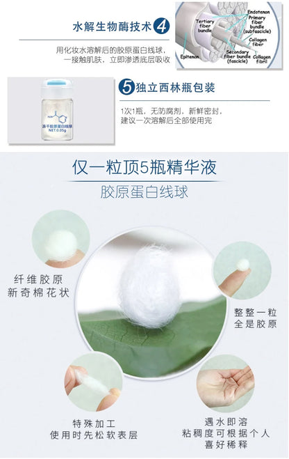 Sérum coréen pour le visage à base de protéines de soie hydrolysées et de collagène.