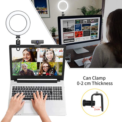 6,3 pouces LED Ring Lights Round Lamp Selfie Live Streaming USB Desktop Clip pour Youtube Macbook PC Ordinateur portable Tiktok Stream