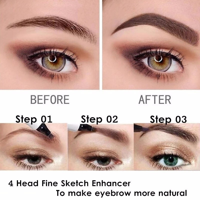 5 Couleurs Crayon à Sourcils Imperméable 4 Fourche Pointe Sourcil Tatouage Longue Durée Naturel Foncé Brun.