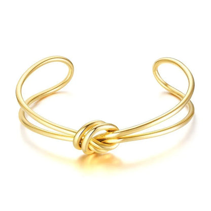 Bracelet Jonc Ouvrable pour Femme – Acier Inoxydable Doré, Style Creux Élégant