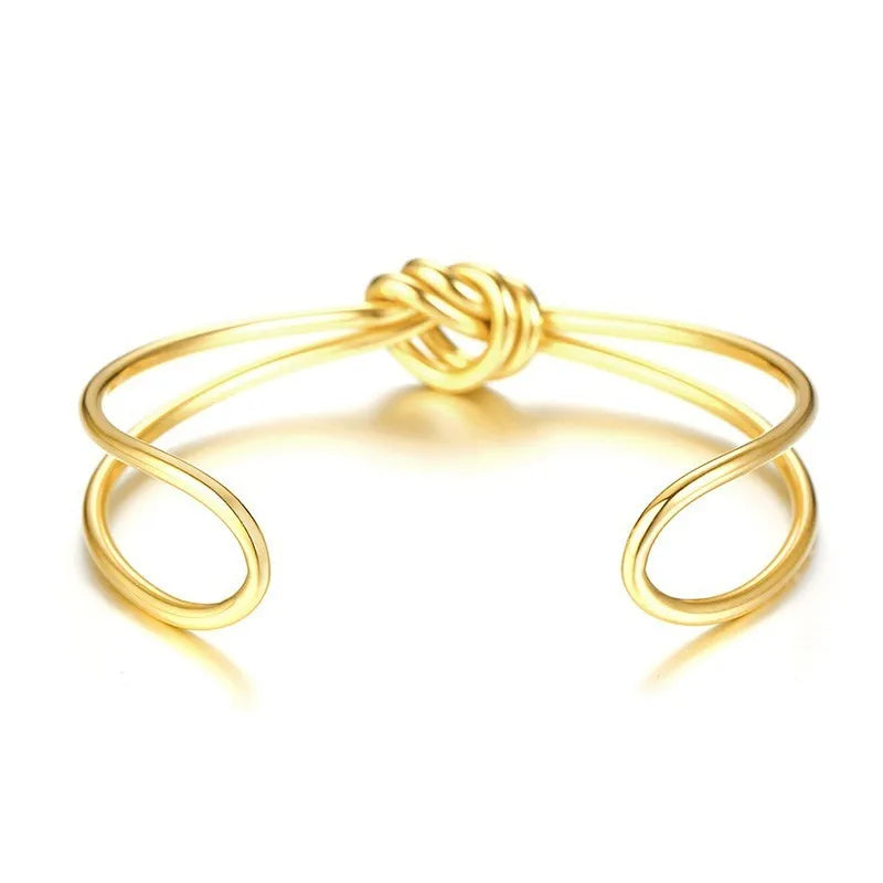 Bracelet Jonc Ouvrable pour Femme – Acier Inoxydable Doré, Style Creux Élégant