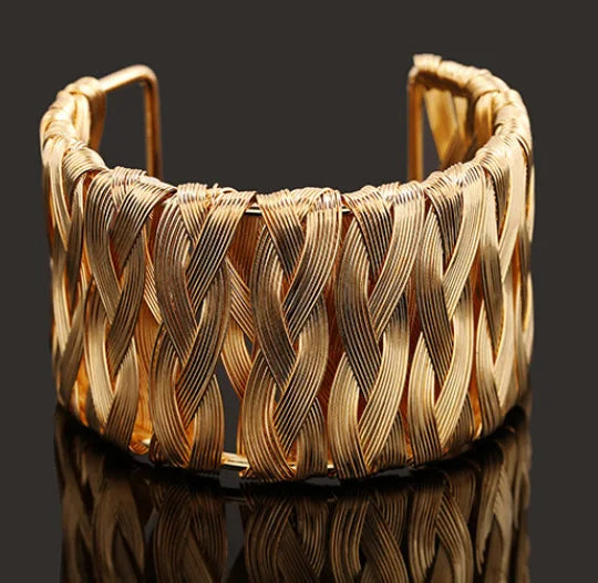 DIEZI Manchette Large Gypsy Fashion – Plaqué Or ou Argent, Style Punk & Hip-Hop