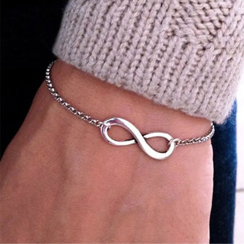 L117 Bracelet tendance avec 8 symboles de l'infini pour homme et femme, bijou tendance, cadeau idéal