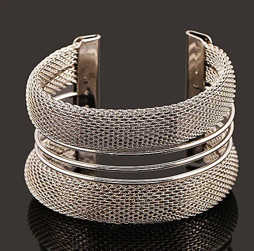 DIEZI Manchette Large Gypsy Fashion – Plaqué Or ou Argent, Style Punk & Hip-Hop
