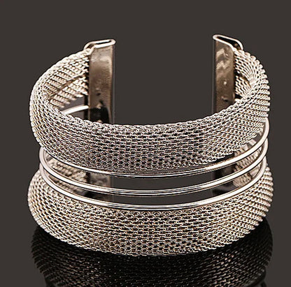 DIEZI Manchette Large Gypsy Fashion – Plaqué Or ou Argent, Style Punk & Hip-Hop