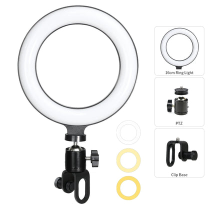 6,3 pouces LED Ring Lights Round Lamp Selfie Live Streaming USB Desktop Clip pour Youtube Macbook PC Ordinateur portable Tiktok Stream