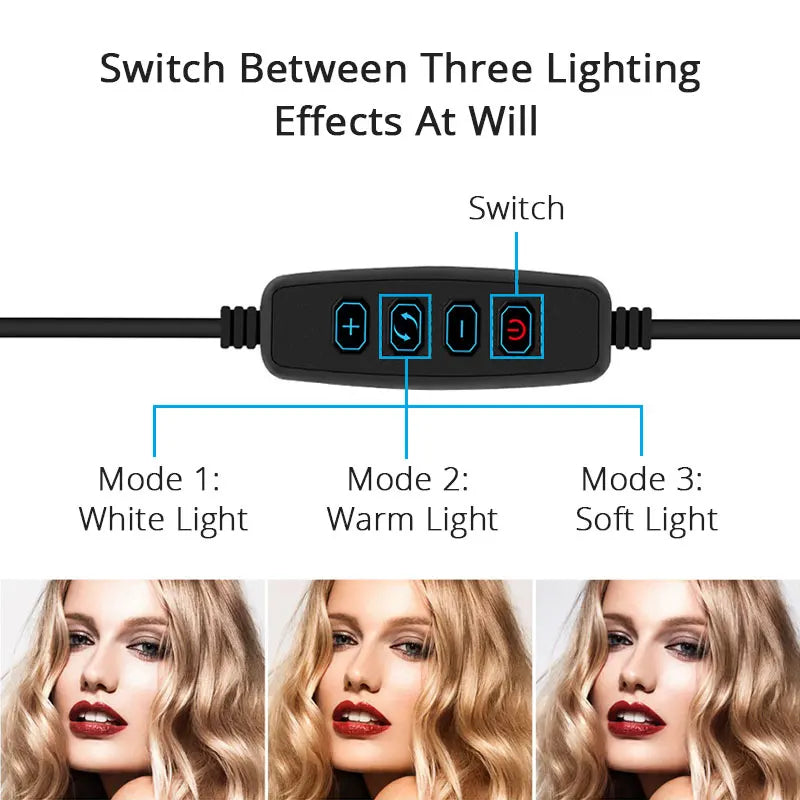 6,3 pouces LED Ring Lights Round Lamp Selfie Live Streaming USB Desktop Clip pour Youtube Macbook PC Ordinateur portable Tiktok Stream