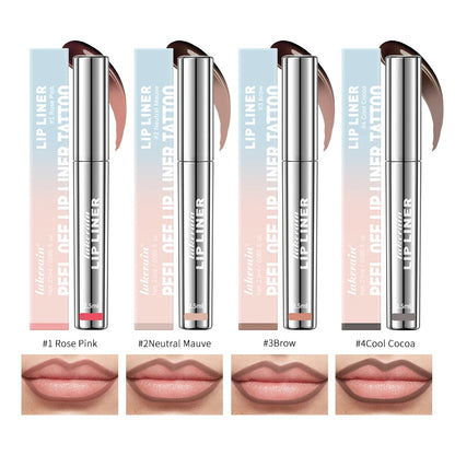 Crayon à lèvres imperméable Peel Off Tattoo Lipgloss Imperméable Longue durée Teinte pour les lèvres mates Contour brun Tear-off Lèvres Tache Cosmétique