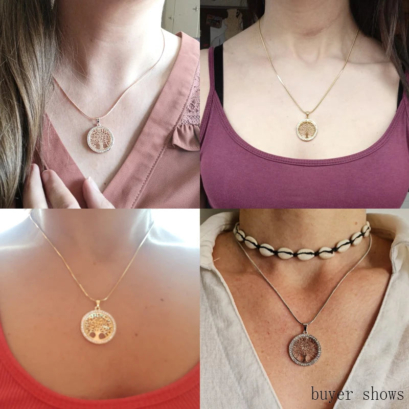 Collier Arbre de Vie Élégant – Pendentif en Strass pour Femme