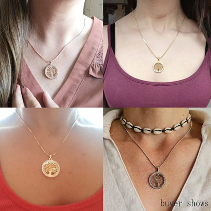Collier Arbre de Vie Élégant – Pendentif en Strass pour Femme