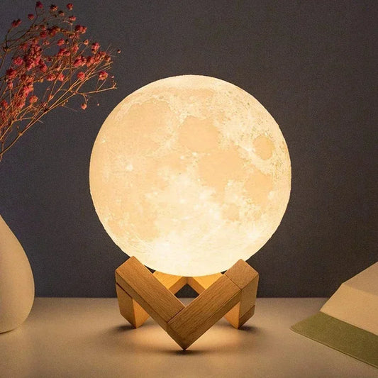 8CM LED Veilleuse 3D Print Moon Lamp Bedroom Decor MoonLight for Kids Gifts Decorations Creative Bedside Atmosphere Lighting