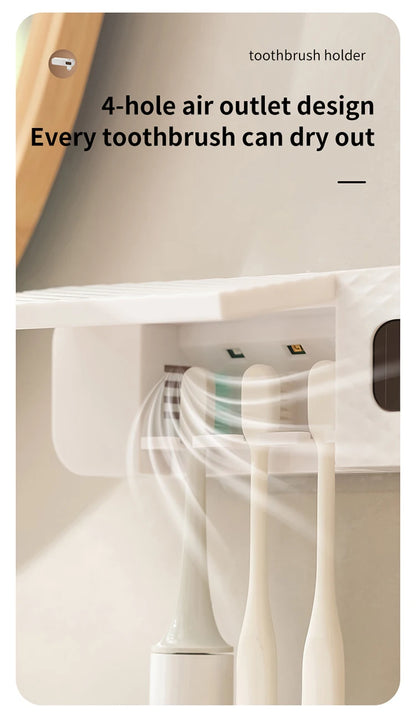 1 porte-brosse à dents intelligent, porte-brosse à dents intelligent à 3 emplacements, distributeur de dentifrice, nécessités quotidiennes domestiques