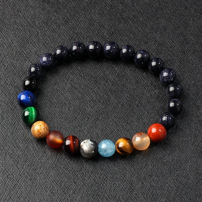 🌌 Bracelet Galaxie – 8 Planètes du Système Solaire & Étoile Gardienne