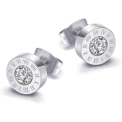 Boucles d'oreilles à clous en acier inoxydable et acrylique pour homme et femme, bijoux vintage avec chiffres romains.