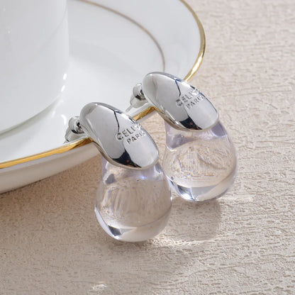 Boucles d'oreilles goutte d'eau transparentes pour femmes, plaquées or, élégantes et modernes