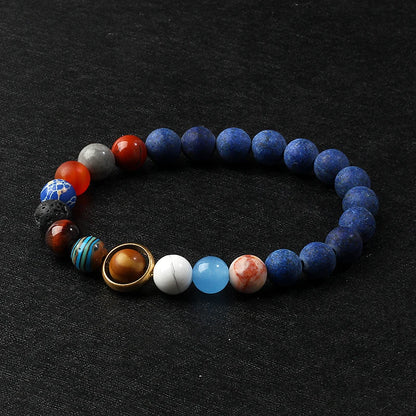 🌌 Bracelet Galaxie – 8 Planètes du Système Solaire & Étoile Gardienne