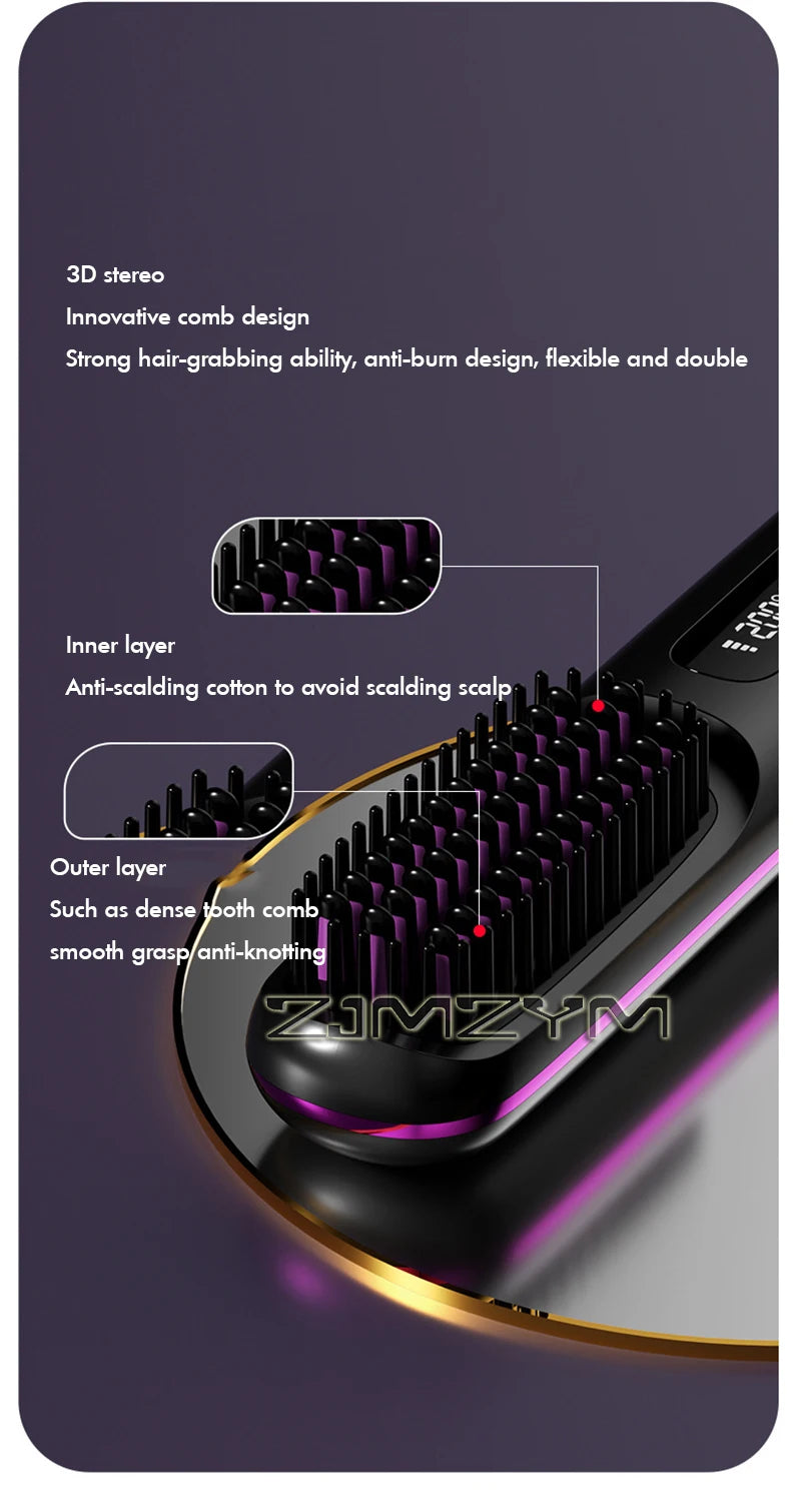 Lisseur à cheveux sans fil Lisseur à cheveux plats portable avec écran LCD Affichage numérique Outil de coiffure pour cheveux raides et bouclés
