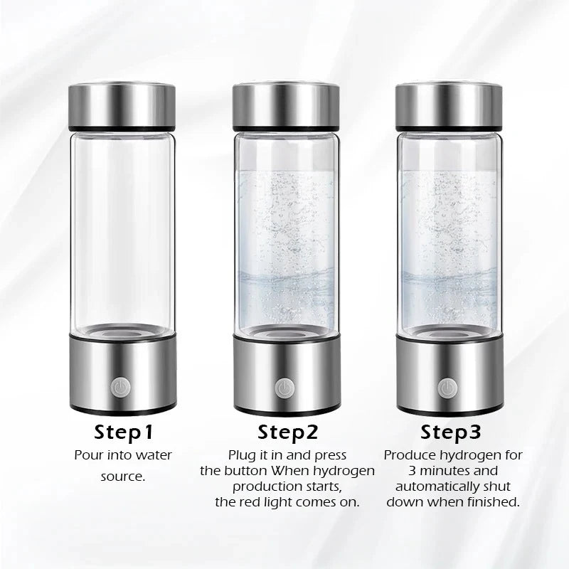 420ml bouteille d'eau riche en hydrogène portable rechargeable USB.