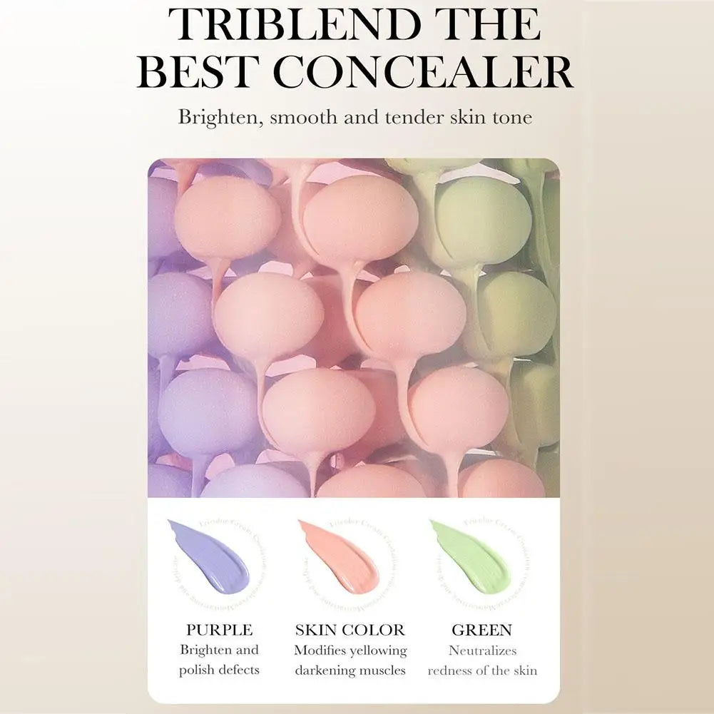 Apprêt de maquillage pour le visage Crème tricolore Contour Isolation des couleurs.