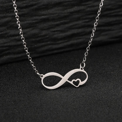 Collier ras du cou en acier inoxydable avec pendentif en forme de cœur et symbole de l'infini, simple et élégant, pour femme, bijou de mariage, cadeau