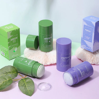 Masque facial solide Stick Thé vert Miel Pêche Nettoyage des pores Hydratant Long charbon de bois Aubergine Film de boue