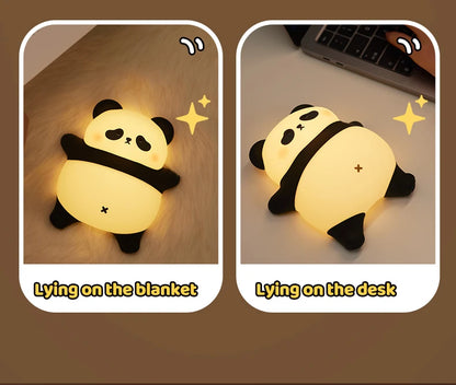 USB Rechargeable LED Veilleuse Mignon Dessin Animé Panda Silicone Lampe Timing Fonction Bureau Chevet Décor Enfants Veilleuse Cadeau