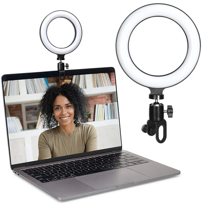6,3 pouces LED Ring Lights Round Lamp Selfie Live Streaming USB Desktop Clip pour Youtube Macbook PC Ordinateur portable Tiktok Stream