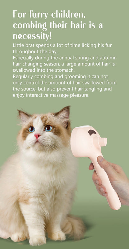 Peigne Vapeur Massant pour Chiens et Chats – Tête Ronde Sécurisée, Dents Souples & Spray Hydratant | Brosse Universelle Anti-Noeuds