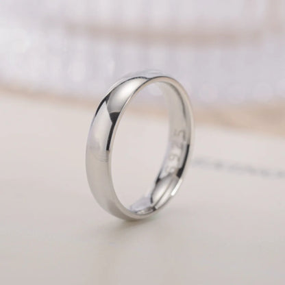 Bague Couple en Acier Inoxydable Plaqué Or 18K – Couleur Argent, 4 mm