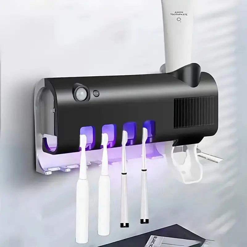 porte-brosse à dents désinfectant, un distributeur de dentifrice mural et un ensemble d'accessoires de salle de bain