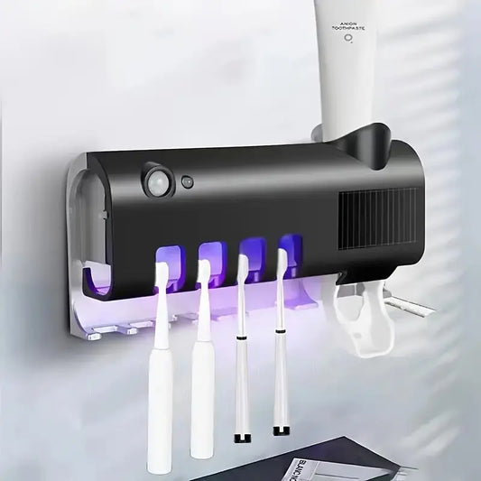 porte-brosse à dents désinfectant, un distributeur de dentifrice mural et un ensemble d'accessoires de salle de bain