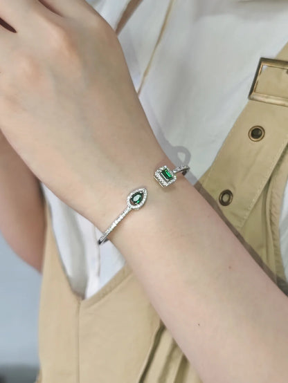 Bracelet Ouvert Réglable – Style Punk Serpent Argenté en Forme de Poire