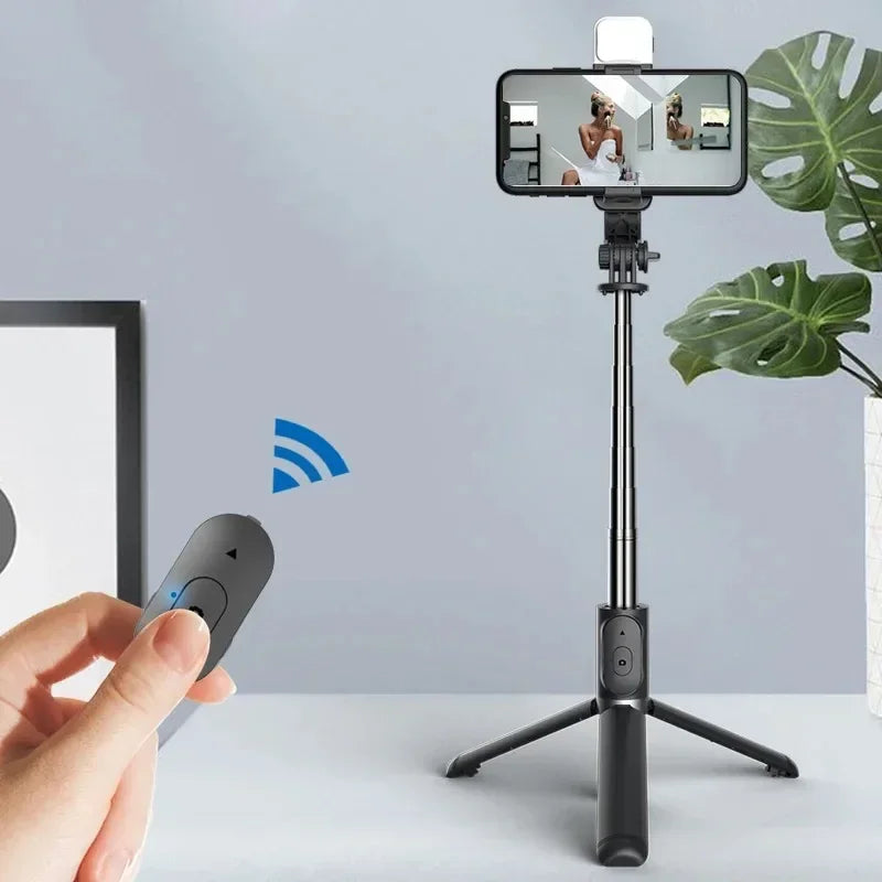360 Rotate Mobile Phone Holder Selfie Stick Tripod Outdoor Photography Vlog Video Recording with Wireless Remote For Smart phone