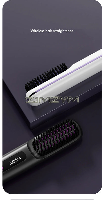 Lisseur à cheveux sans fil Lisseur à cheveux plats portable avec écran LCD Affichage numérique Outil de coiffure pour cheveux raides et bouclés