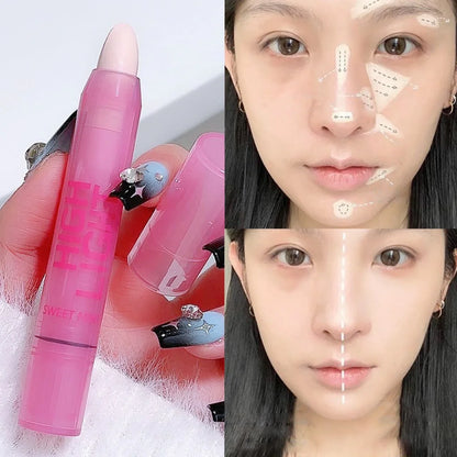 Stick de contour crème de surbrillance blanc en porcelaine Stylo de contour de visage lisse.