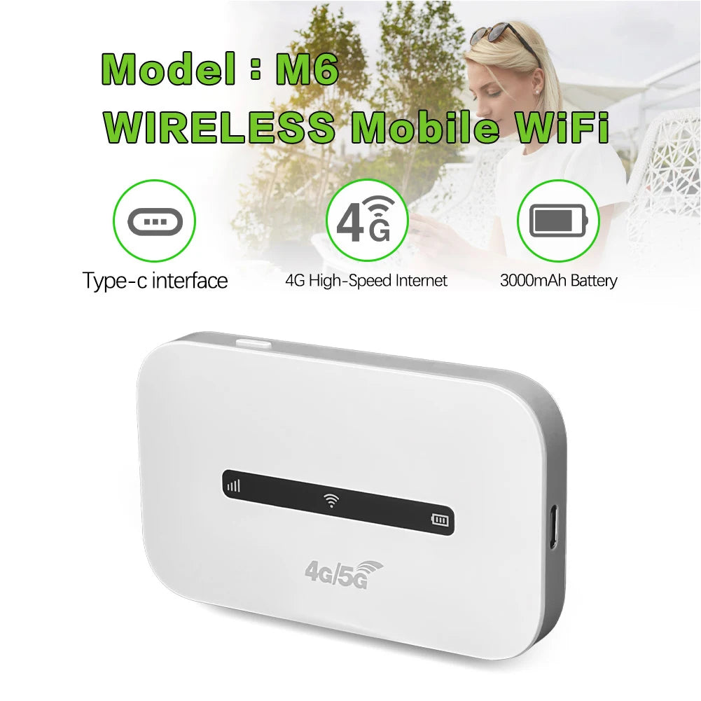 4G LTE Mobile WiFi Router 3000mAh 150Mbps Wireless Internet Router with SIM Card Slot Modem Router for Home Office Car Travel