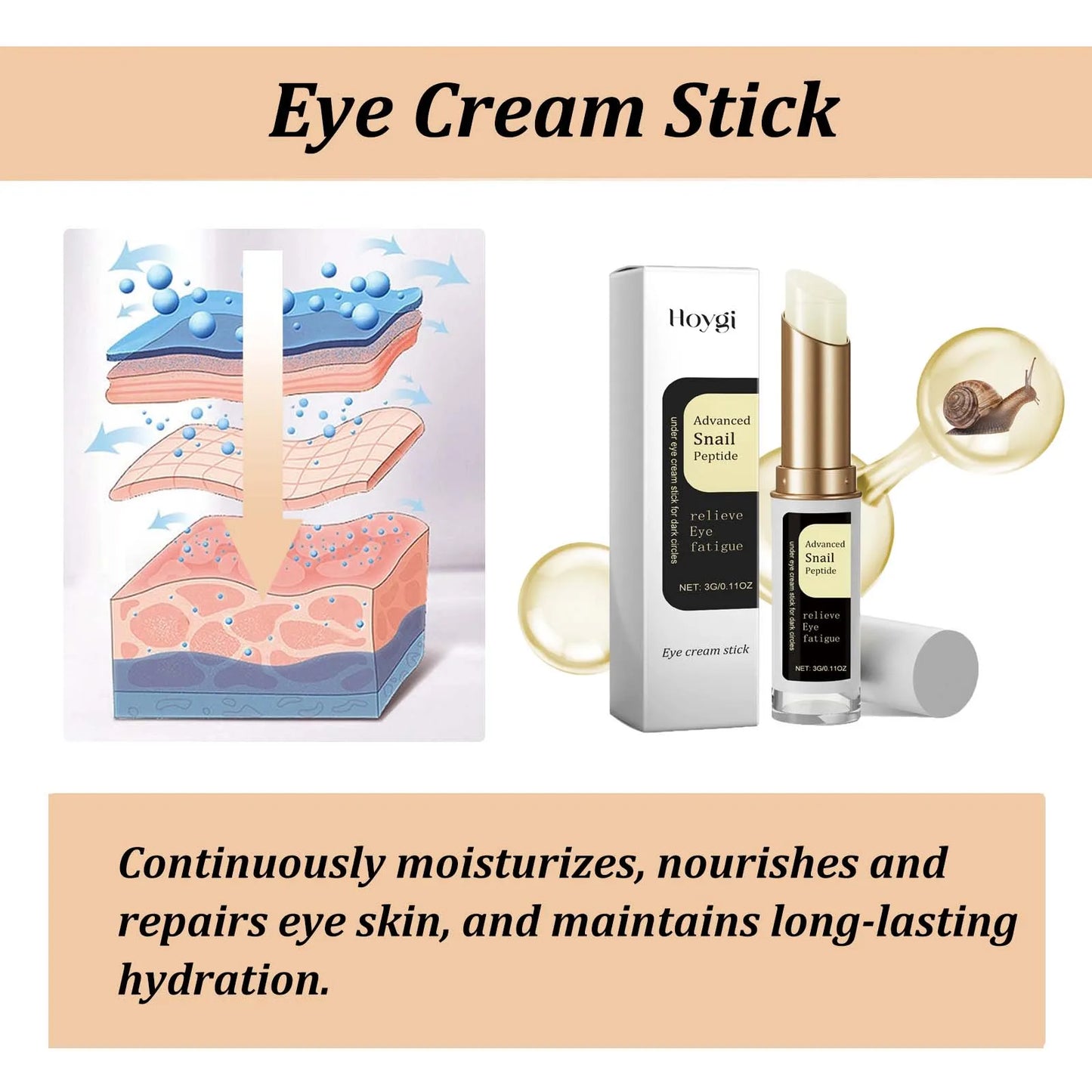 Crème contour des yeux à l'escargot en stick Collagène