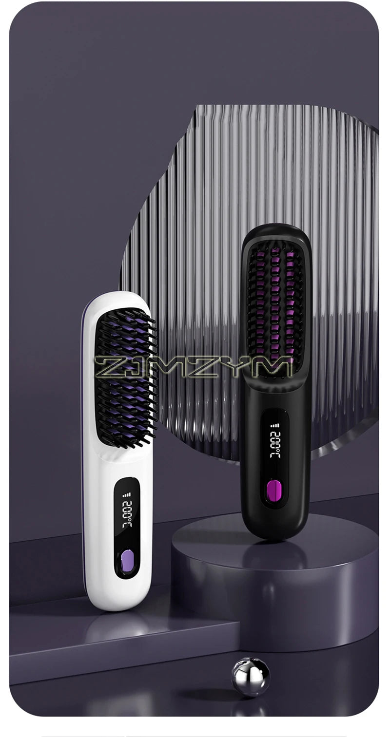 Lisseur à cheveux sans fil Lisseur à cheveux plats portable avec écran LCD Affichage numérique Outil de coiffure pour cheveux raides et bouclés