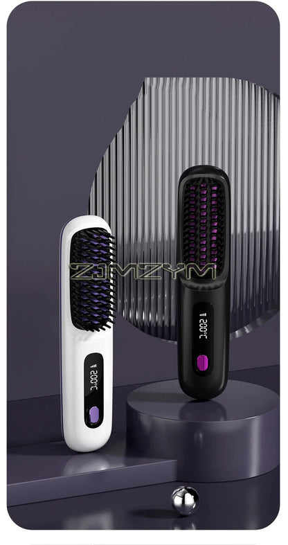 Lisseur à cheveux sans fil Lisseur à cheveux plats portable avec écran LCD Affichage numérique Outil de coiffure pour cheveux raides et bouclés