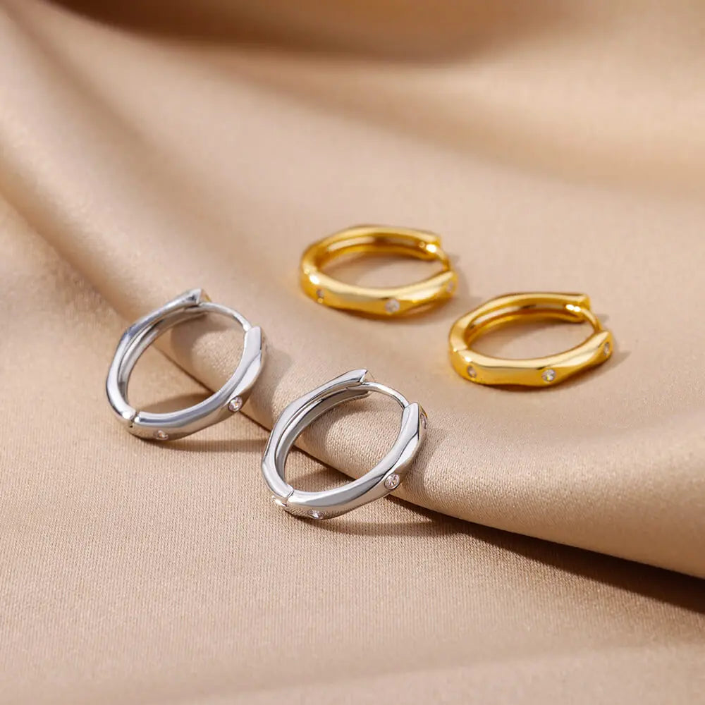Boucles d'oreilles rondes élégantes pour femmes créoles en acier inoxydable de luxe Vintage Wedding Engagement Aesthetic Jewerly aretes