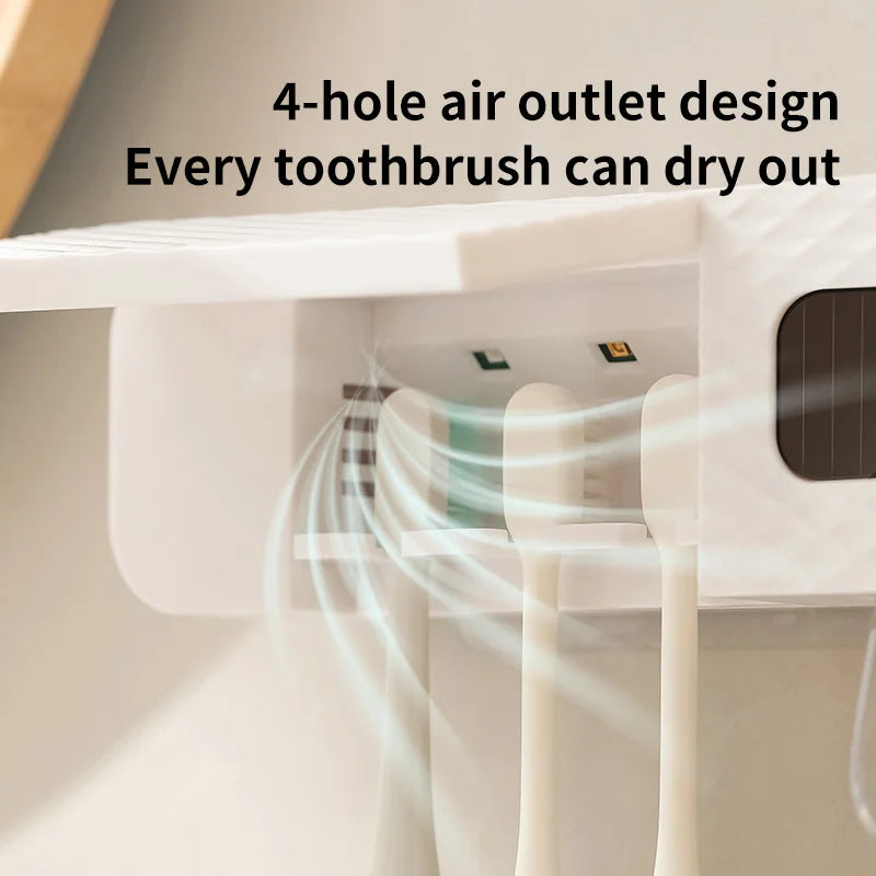1 porte-brosse à dents intelligent, porte-brosse à dents intelligent à 3 emplacements, distributeur de dentifrice, nécessités quotidiennes domestiques