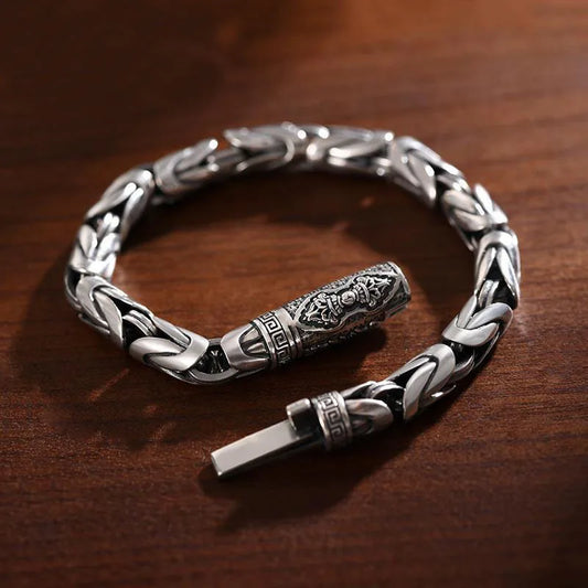 Vintage Silver Color Handmade Bracelet For Men And Women Stylish Hip Hop Niche Thai Bracelet Jewelry