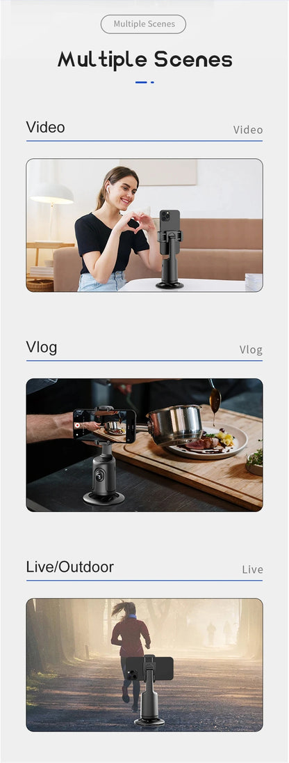 COOL DIER NEW P01 360 Rotation Gimbal Stabilizer AI Face Tracking Desktop Gimbal PTZ for Tiktok Smartphone Live