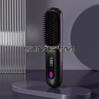 Lisseur à cheveux sans fil Lisseur à cheveux plats portable avec écran LCD Affichage numérique Outil de coiffure pour cheveux raides et bouclés