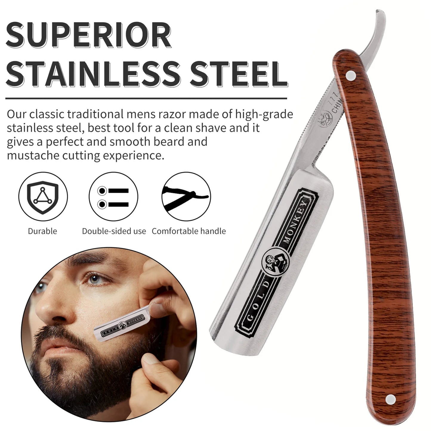 Rasoir Manuel pour Hommes – Rasoir de Sécurité en Acier Inoxydable  Rasage précis, durable et élégant – Livré avec 10 lames de rechange