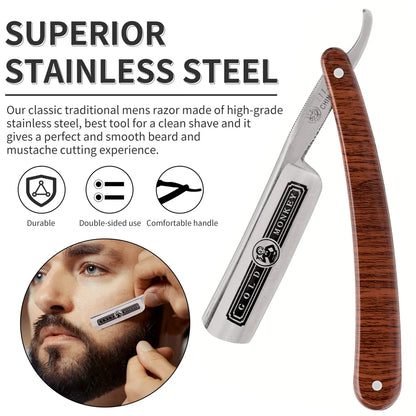 Rasoir Manuel pour Hommes – Rasoir de Sécurité en Acier Inoxydable  Rasage précis, durable et élégant – Livré avec 10 lames de rechange