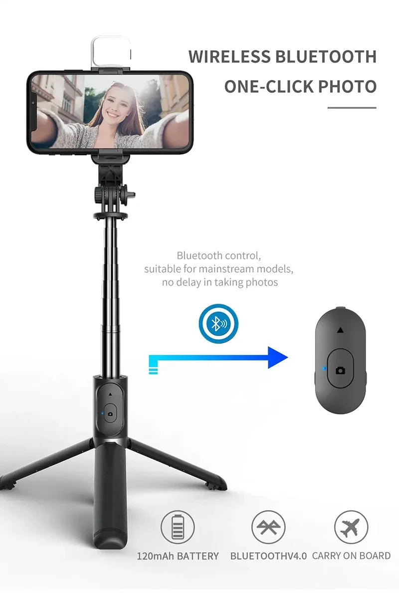 Xiaomi Mijia Selfie Stick 1045mm sans fil Bluetooth LED Fill Light Trépied étendu avec obturateur à distance pour téléphone portable Android IOS