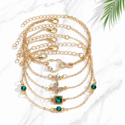 Ensemble de bracelets d'inspiration vintage de 5 pièces avec strass étincelants - Infinity & Geometric Designs, parfait.