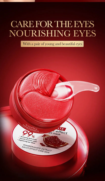 60 pcs SADOER Masque pour les yeux au collagène à la grenade rouge.